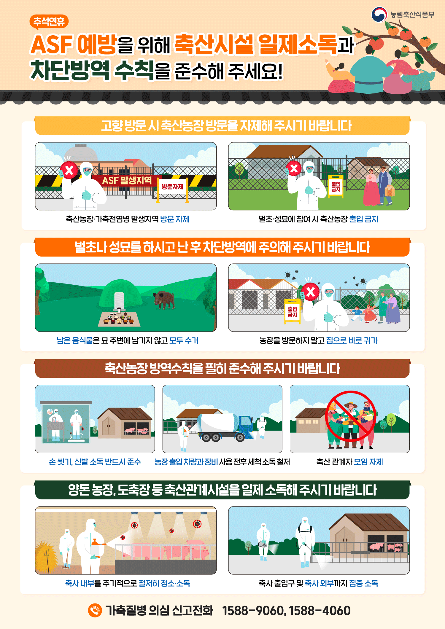 ASF 예방을 위해 축산시설 일제소독과 차단방역 수칙을 준수해 주세요! 0918 추석 ASF 예방 차단방역 수칙.png