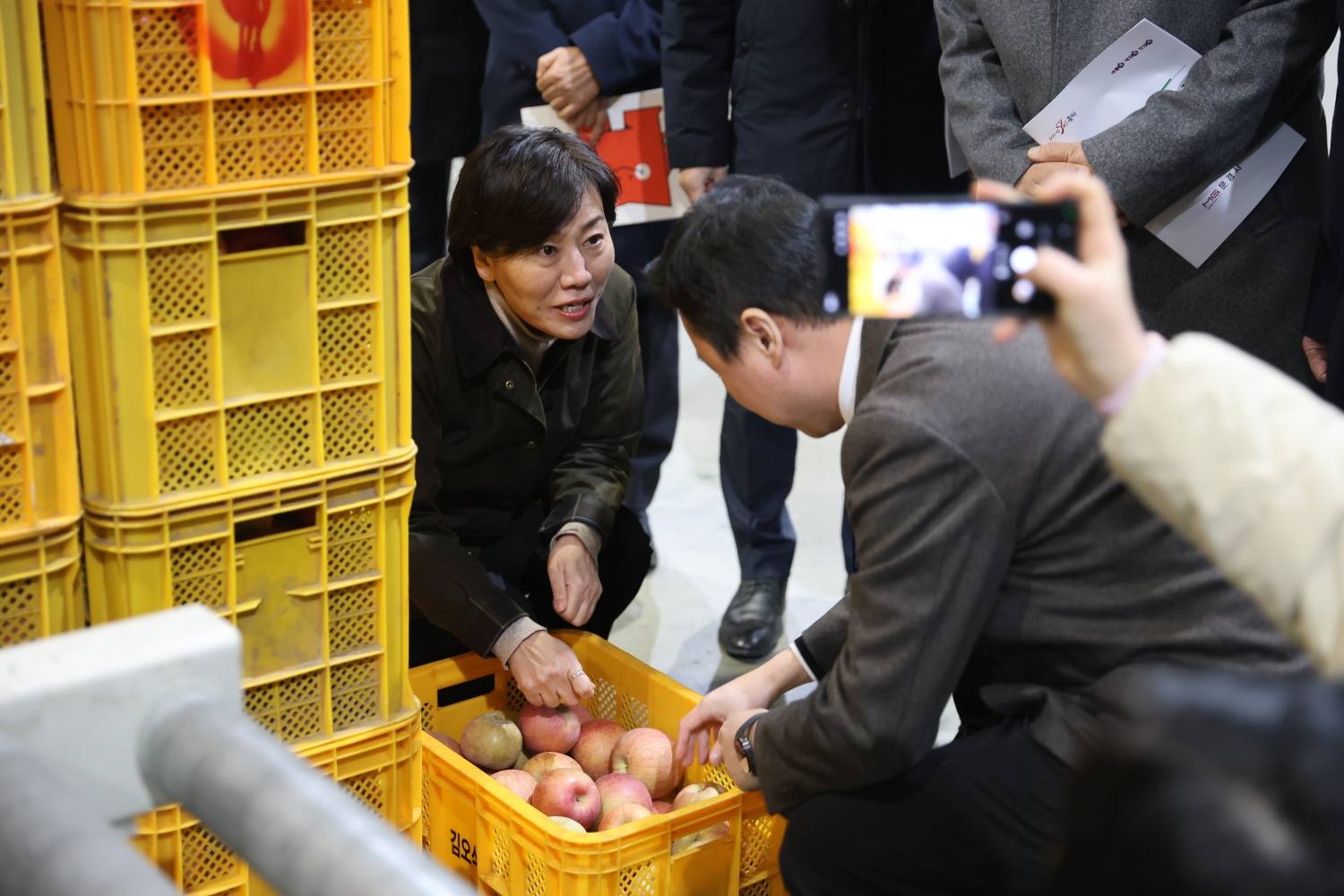 송미령 장관, 2025년산 사과 저장 상황 점검