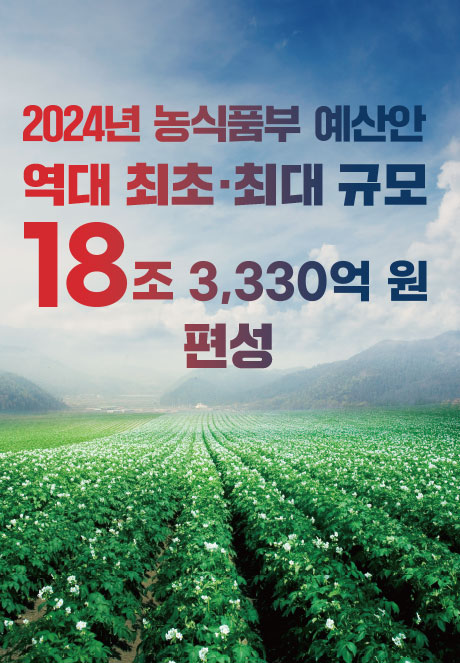 2024년 농식품부 예산안 역대 최초·최대 규모 18조 3,330억 원 편성